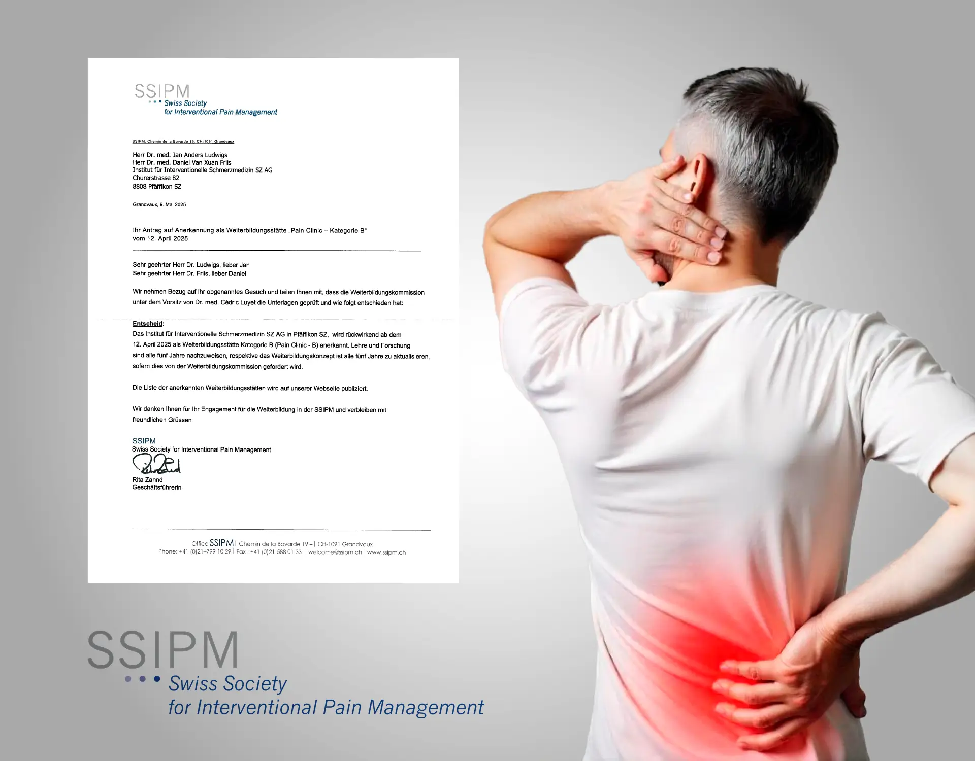 Bestätigung Zertifizierung SSIPM Pain Clinic B